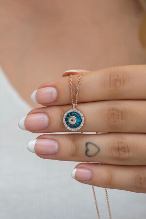925 Sterling Silber Rose Evil Eye Glasauge Halskette NRZ998528 - NEREZE