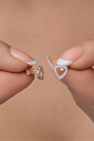 925 Sterling Silber Rose Winzige Herz Ohrringe - Nereze