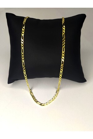 925 Sterling Silver 14 Carat Gold Plated Figaro Chain Necklace 3 Mm Thickness 60 Cm PRY-GMS-0241 - Piraye Silver