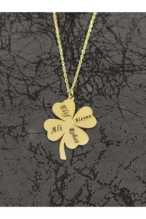 925 Sterling Silver 4 Leaf Clover Personalized Name Necklace Length 45 Cm İSML104 - Ziu