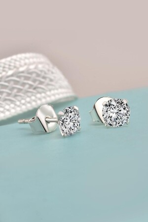 925 Sterling Silver 4mm Single Zircon Stone Studded Earrings - Jelux Silver