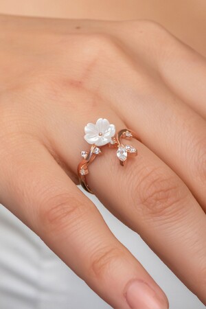 925 Sterling Silver Adjustable Branched Magnolia Flower Ring NRZ998965 - NEREZE