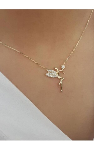 925 Sterling Silver Angel Necklace with Zircon Stone UVPS100833 - Papatya Silver