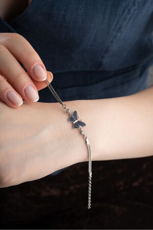 925 Sterling Silver Blue Stone Butterfly Bracelet - Nereze