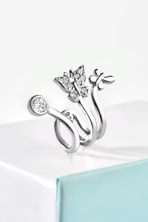 925 Sterling Silver Butterfly Model Zircon Stone Cartilage Earring - Jelux Silver