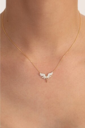 925 Sterling Silver Chain Gold Plated White Zircon Stone Michael Angel Necklace bilsen79 - Bilsen Store