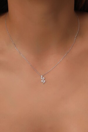 925 Sterling Silver Chain White Zircon Stone Snake Model Necklace bilsen25 - Bilsen Store