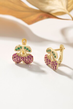 925 Sterling Silver Children's Cherry Earrings - Else Silver