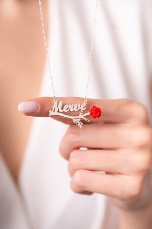 925 Sterling Silver Coral Rose Design Name Necklace MIALS97 - Mialosi