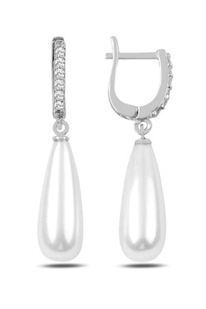 925 Sterling Silver Dangle Long Drop Model Pearl Women's Earrings - Bymissmücevherat