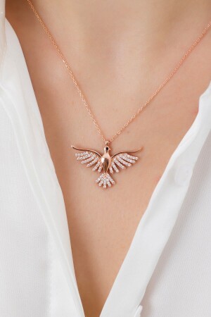 925 Sterling Silver Emerald Phoenix Silver Women's Necklace (SPECIALLY BOXED) HF2047 - ADA LİFE GÜMÜŞ