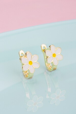 925 Sterling Silver Enameled Daisy Children's Earring - Else Silver