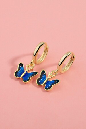 925 Sterling Silver Enameled Spring Butterfly Hanging Children's Earring - By More