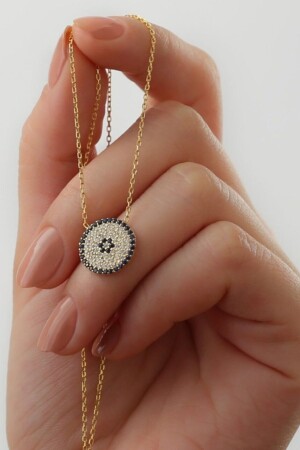 925 Sterling Silver Evil Eye Beaded Zircon Stone Necklace 6735 - SILVANO