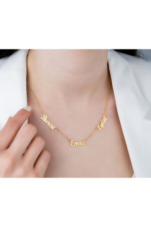 925 Sterling Silver Family Necklace with 3 Names Angel000183 - MidyatMelekSilver