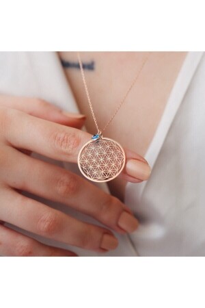 925 Sterling Silver Flower of Life Eyed Women's Silver Necklace T102000 - Minamis Silver