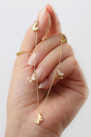 925 Sterling Silver Gold Butterfly Lucky Necklace - Silvano