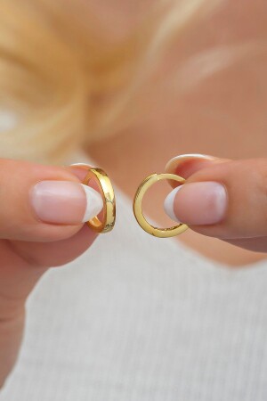 925 Sterling Silver Gold Stoneless 10 Mm Hoop Earring - Nereze
