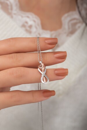 925 Sterling Silver Infinity Hugging Couple Necklace Women's Silver Necklace MKN115 - NEREZE