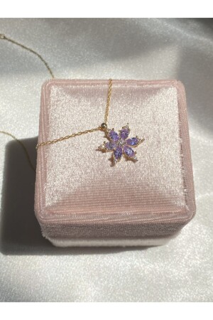 925 Sterling Silver Lilac Light Tone Aster Flower Necklace ASTERACKTON - Harlofia Jewelry