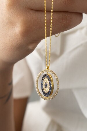 925 Sterling Silver Named Evil Eye Double Sided Necklace NZRLYLDZ002 - SILVANO