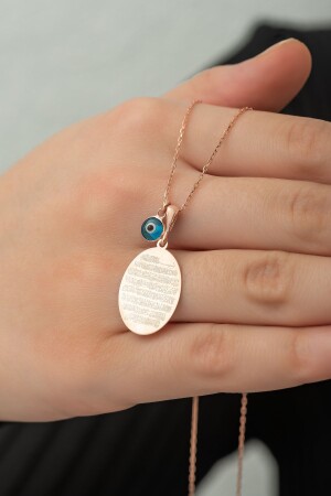 925 Sterling Silver Plate Oval Ayetel Kursi Necklace Women's Silver Necklace TRDYL663 - NEREZE