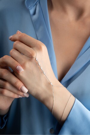 925 Sterling Silver Rhodium Plated Shahmaran Bracelet with Rows of Baguette Stones - Nereze