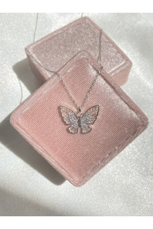 925 Sterling Silver Rhodium Stone Butterfly Morpho Necklace MORPHO - Harlofia Jewelry
