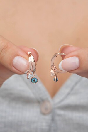 925 Sterling Silver Rose 10 Mm Ring Evil Eye Earring - Nereze