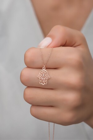 925 Sterling Silver Rose Fatima Hand Necklace NRZ99544 - NEREZE