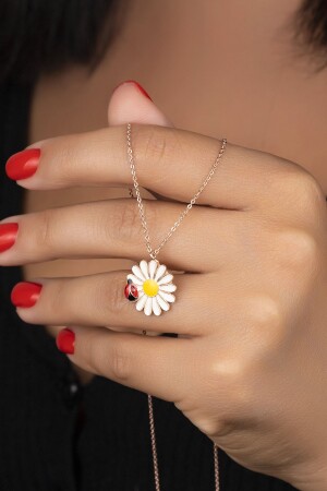 925 Sterling Silver Rose Ladybug Daisy Necklace 6678RS - SILVANO