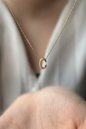 925 Sterling Silver Three-dimensional Letter C Necklace Length 42 Cm AZR102 - Ziu