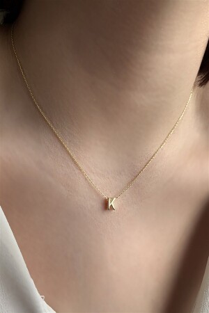 925 Sterling Silver Three-dimensional Letter K Necklace Length 42 cm AZR111 - Ziu