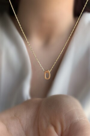 925 Sterling Silver Three Dimensional Letter O Necklace Length 42 Cm AZR115 - Ziu