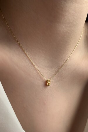 925 Sterling Silver Three-dimensional Letter S Necklace Length 42 Cm AZR121 - Ziu