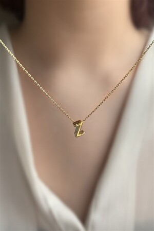 925 Sterling Silver Three-dimensional Letter Z Necklace Length 42 cm AZR126 - Ziu