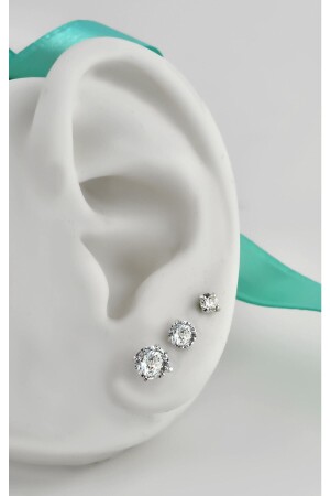 925 Sterling Silver Tria Zircon Stone Studded Earrings - Jelux Silver