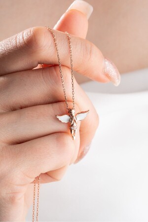925 Sterling Silver White Enamel Winged Fairy Necklace NRZ999071 - NEREZE