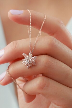 925 Sterling Silver White Lotus Flower Necklace LTSTKTS38 - SILVANO