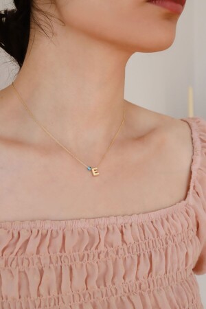 925 Sterling Silver Women's Silver Necklace with Three Dimensional E Letter with Eyes MNMSE01 - Minamis Silver