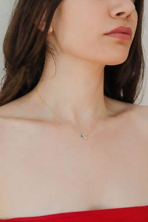 925 Sterling Silver Women's Silver Necklace with Three Dimensional S Letter with Eyes MNMSS01 - Minamis Silver
