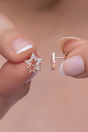 925 Sterling Silver Zircon Stone Double Star Model Earrings - Nereze