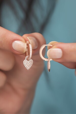925 Sterling Silver Zircon Stone Heart Earrings NRZ99273 - NEREZE