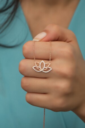 925 Sterling Silver Zircon Stone Lotus Flower Necklace NRZ99725 - NEREZE