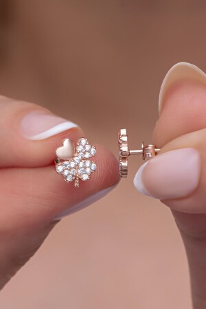 925 Sterling Silver Zircon Stone Tiny 4 Leaf Clover Earrings - Nereze