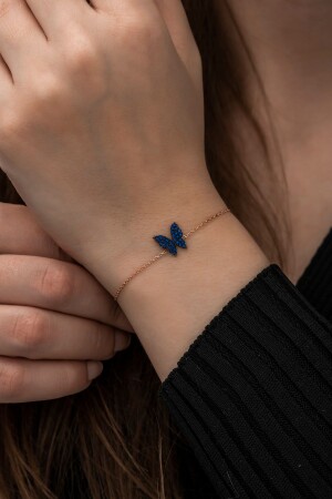 925 Sterling Tiny Blue Butterfly Bracelet Women's Silver Bracelet - Nereze