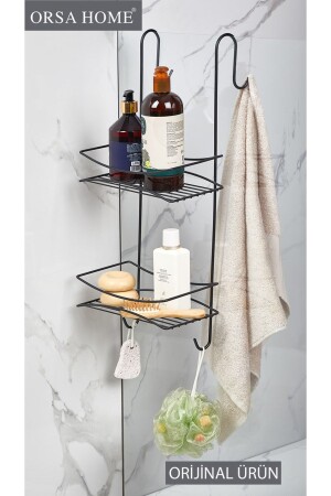 945 Two-Tier Hanging Shower Cabin Shelf Matte Black - ORSA HOME