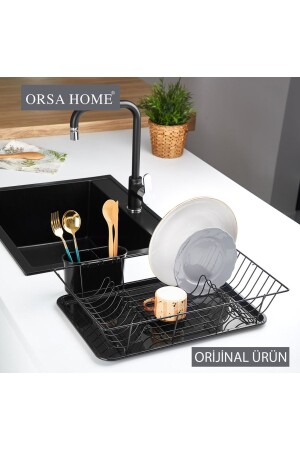 955 Matte Black Single Layer Dish Rack with Spoon and Plate Rack - ORSA HOME