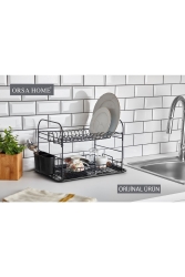 956 Iki Katlı Kaşıklıklı Tabaklık Siyah - ORSA HOME