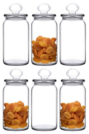 96761 Set mit 6 schlanken, großen Küchengläsern mit Glasdeckel – 1130 ml, 6 Stück Aufbewahrung - Paşabahçe